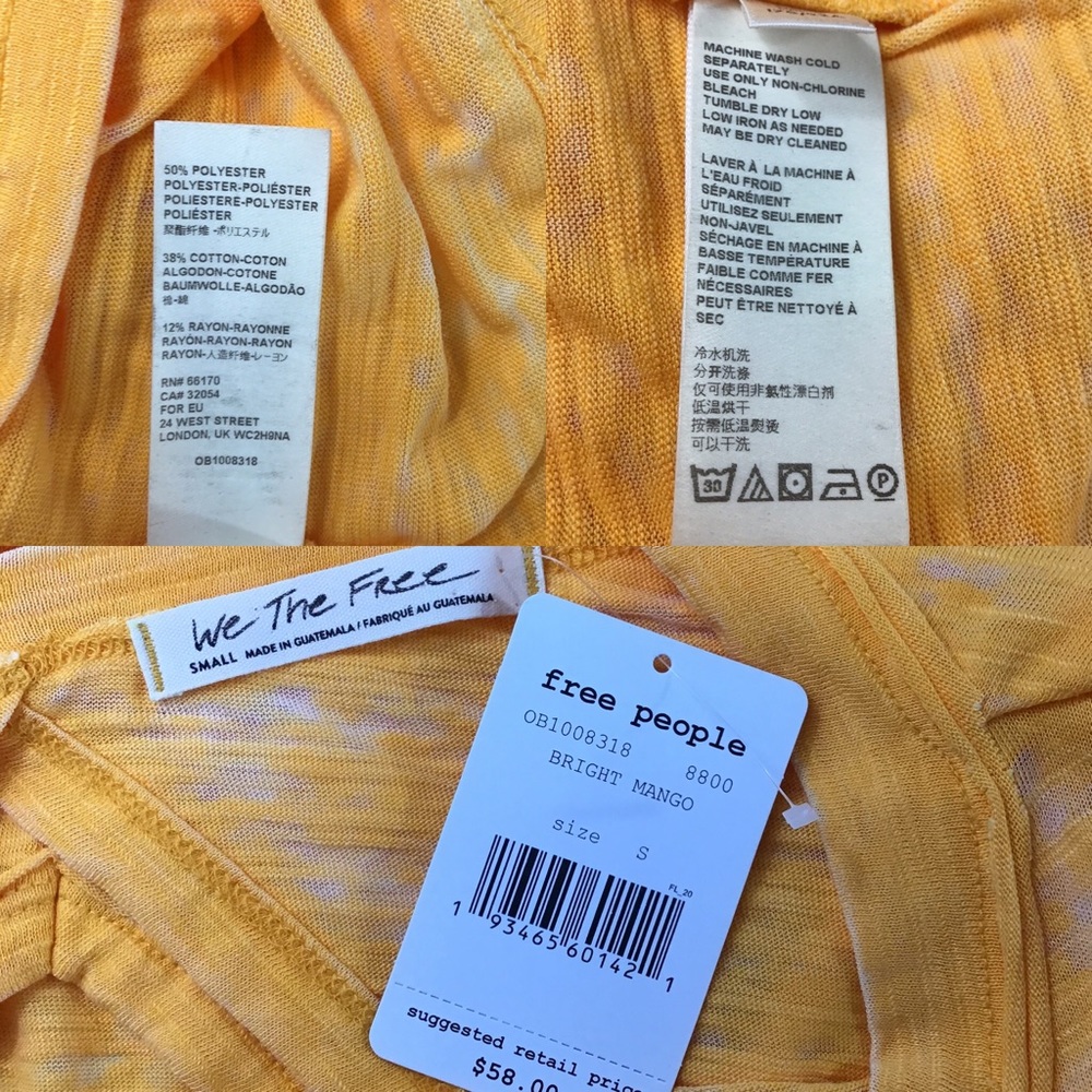Free People Bright Mango Open Back Top - Picture 6 of 6